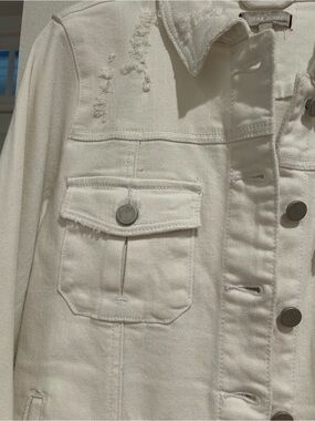 Dear John Cream White Distressed Denim Jacket